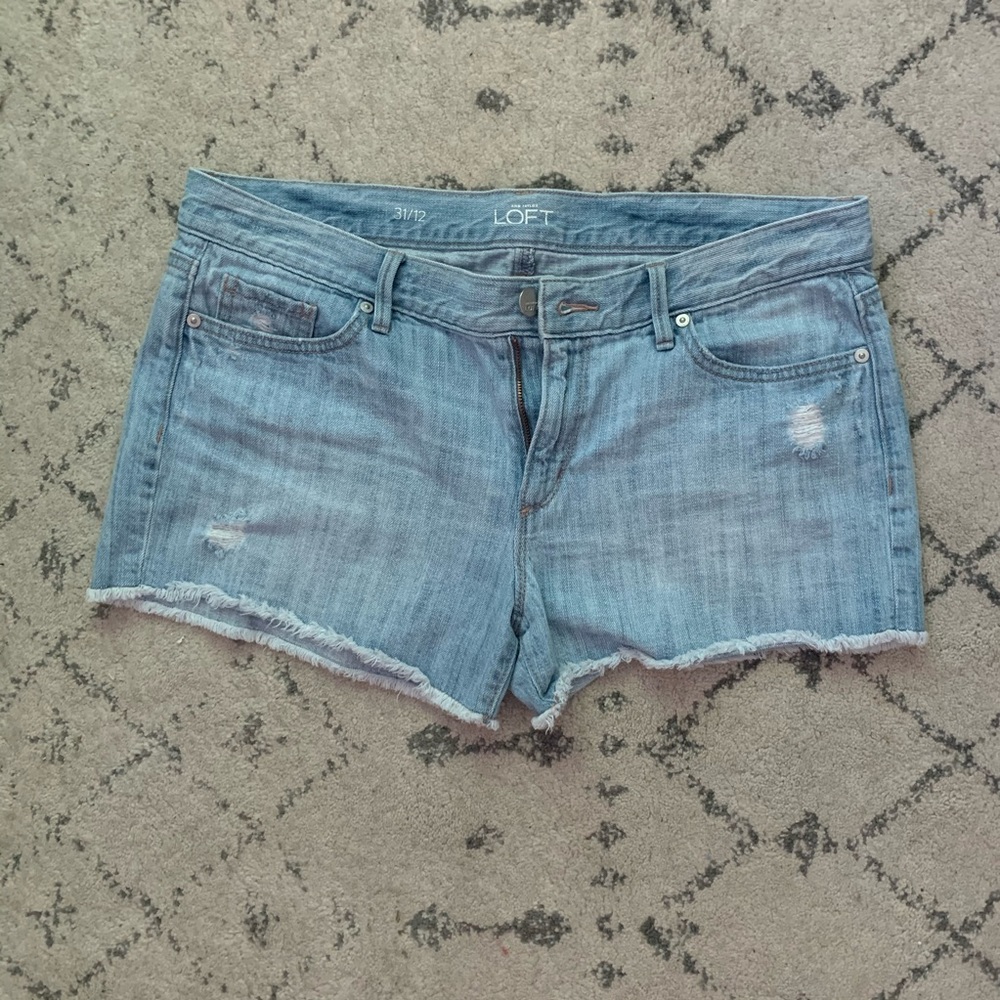 LOFT Light Wash Distressed Shorts